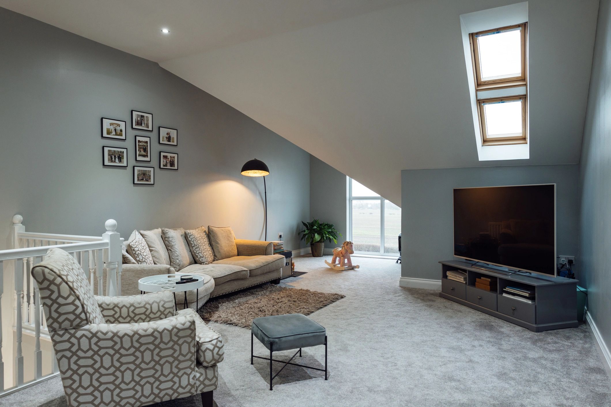 Luxury living room photographed with wide composition